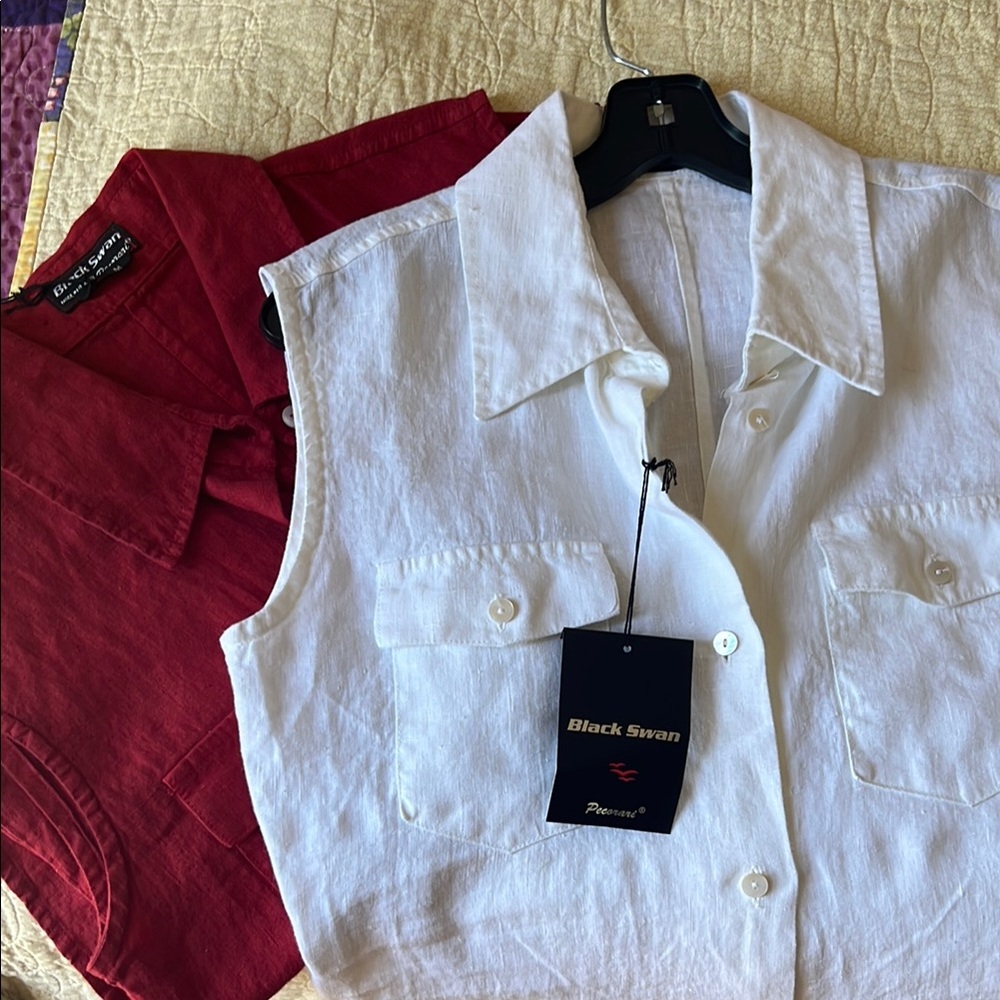 Sleeveless Linen Button-Up Top - Picture 2 of 12